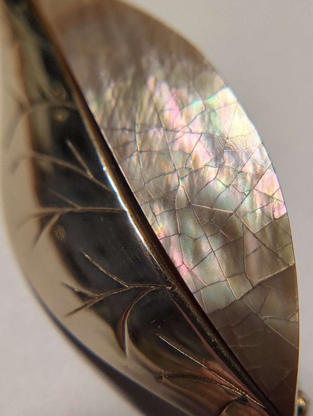 Liz Claiborne Goldtone/Shell Leaf Brooch